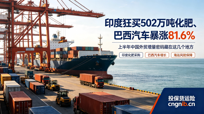 印度狂买502万吨化肥、巴西汽车暴涨81.6%：上半年中国外贸增量密码藏在这几个地方 2026年中国外贸增量的核心来源已从欧美传统市场转向以印度、波兰、非洲、东盟、巴西为代表的新兴市场